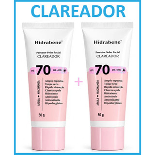Kit 2 Protetor Solar Facial Clareador Hidrabene FPS 70 Toque Seco Antissinais Clareia a pele 50g