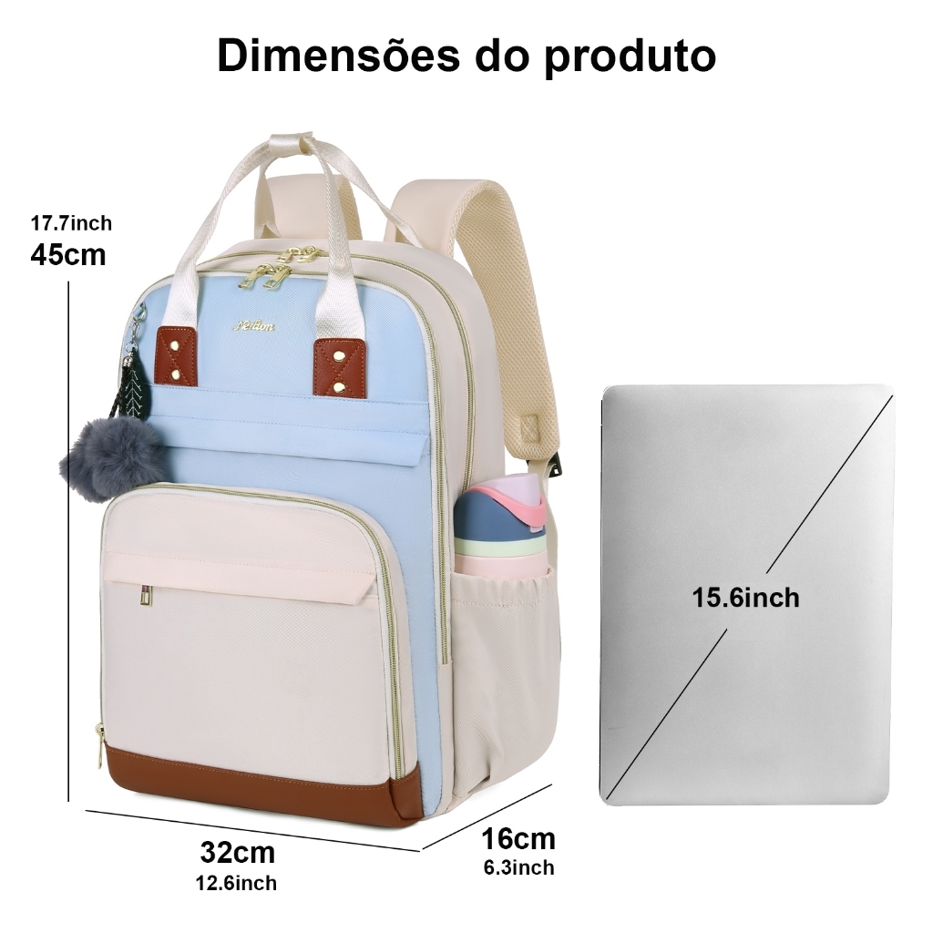 Mochila Maternidade Feminina Grande com Bolsa Térmica e Compartimentos Organizadores para Escola, Trabalho e Uso Diário — imagem 2 de 2