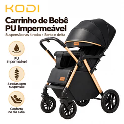 Carrinho de Bebê 2 em 1 Reversível Dobrável Confortável para Recém-Nascido Passeio Infantil Até 15kg