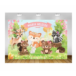 Painel de Festa Bosque dos Animais Bosque Encantado Painel Animais da Floresta Painel de Lona Decoração de Festa