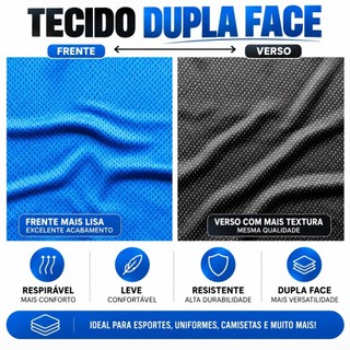 Tecido Malha Dry Fit Dupla Face 100% Poliéster Esportivo Anti Odor