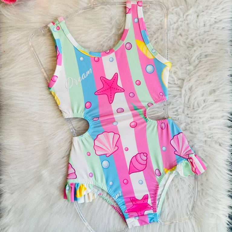 Maiô Infantil Suplex Flamingo Coração Fundo do Mar