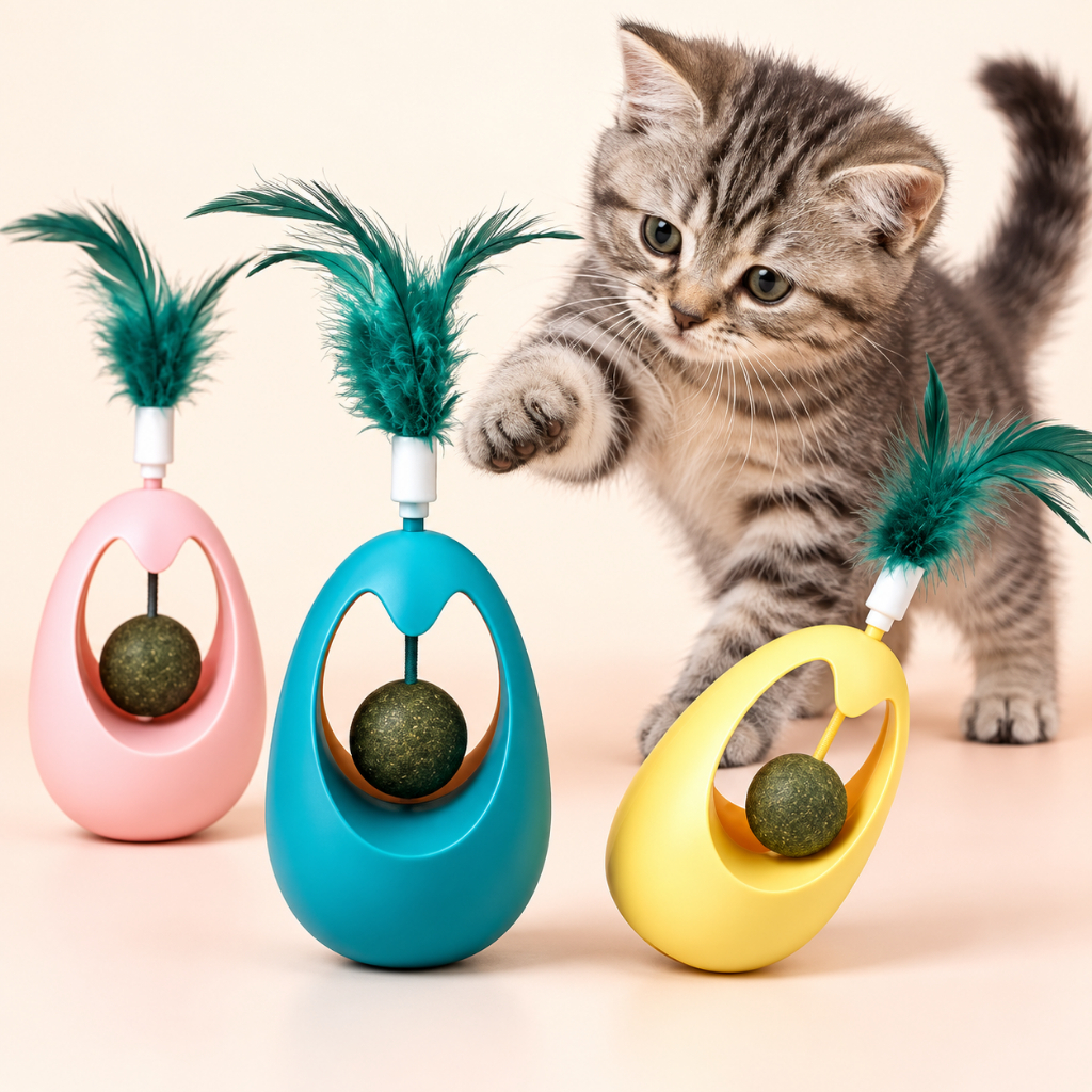 Brinquedo Interativo Para Gatos pet João Bobo com Bola Catnip e Pena Recreação João Bobo bola com Rato