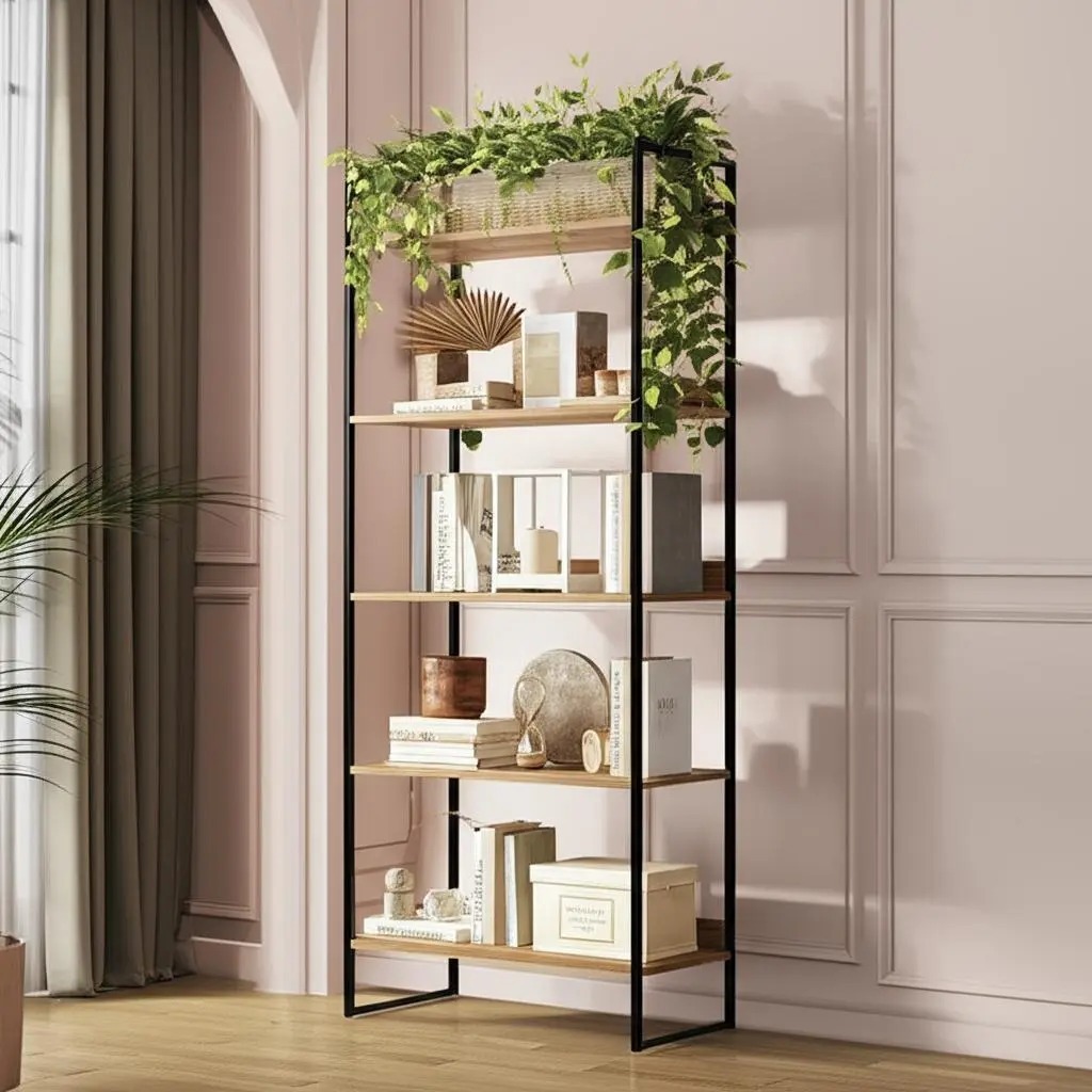 Estante Livreiro Premium 5 Prateleiras Industrial Rack Escritório Quarto Multiuso Organizador 189cm