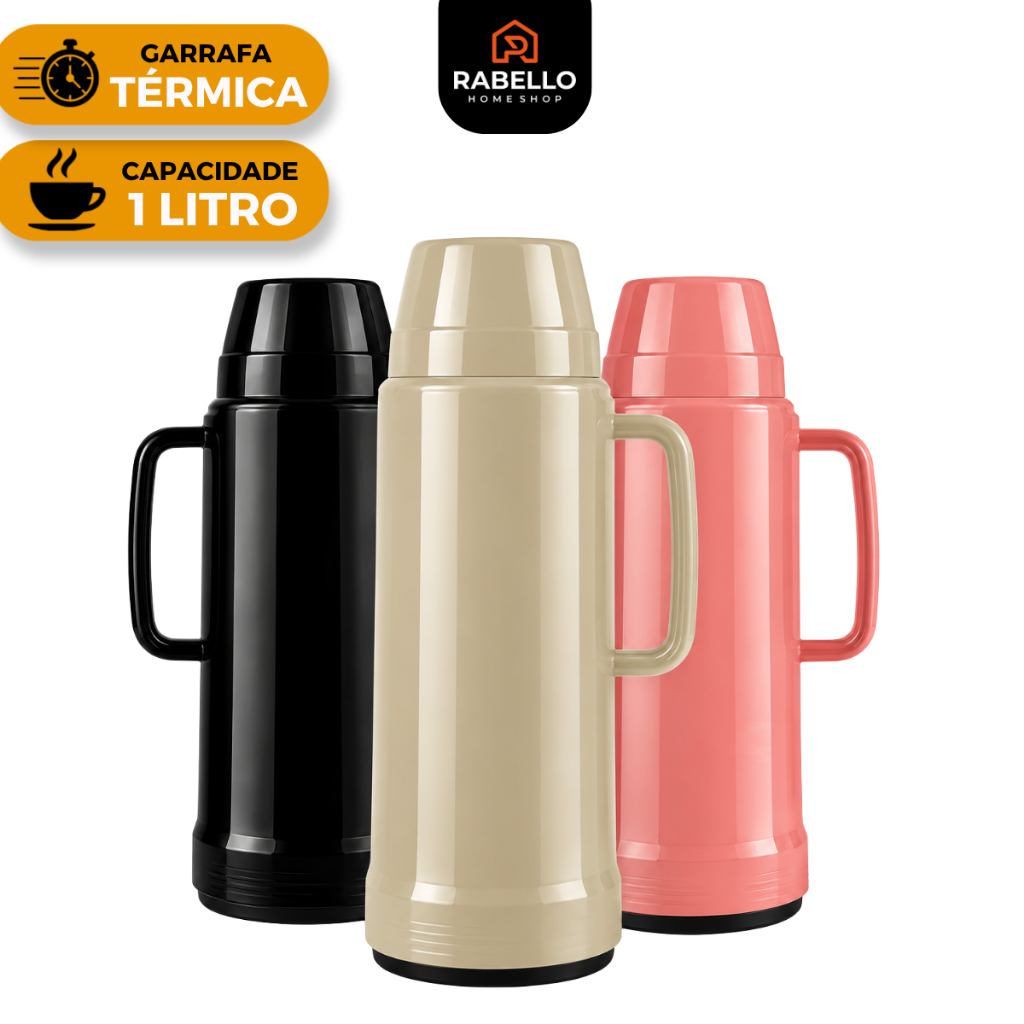 Garrafa Térmica 1 Litro Para Café Chá Água Quente Chimarrão Leite Com Isolamento Térmico Cores Mor