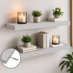 Prateleira Cinza Grossa 60x20 30mm MDF Suporte Invisível