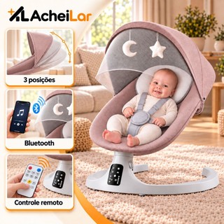 Cadeira de Balanço Elétrica para Bebê AcheiLar 3 Velocidades Bluetooth Controle Remoto Mosquiteiro