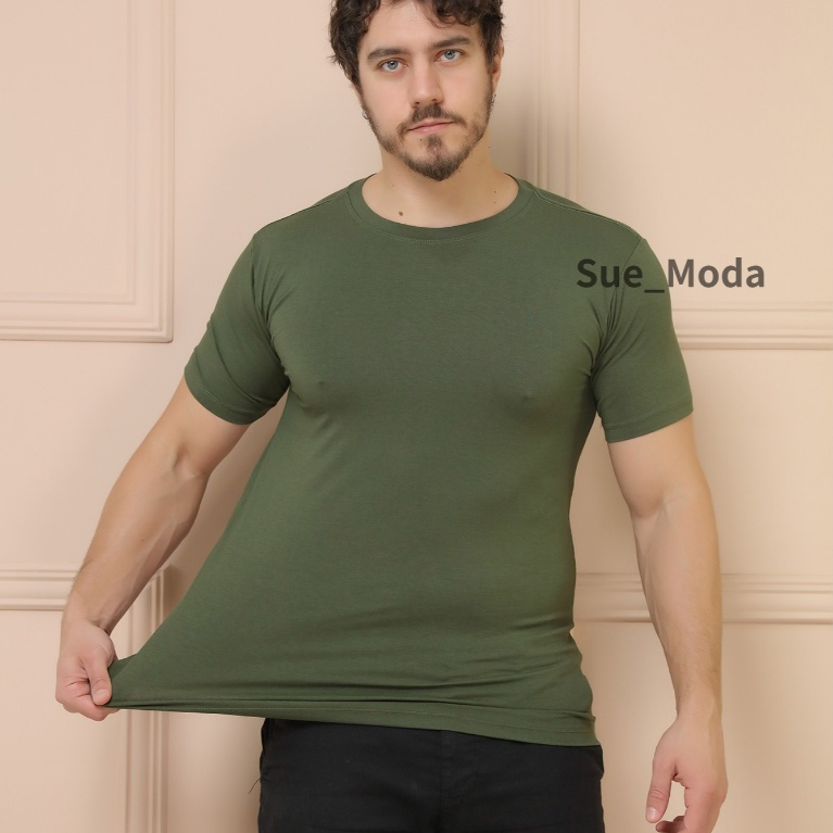 Camisetas Basicas Manga Curta Com Elastano Malha Visco Lycra(Malha Fria)