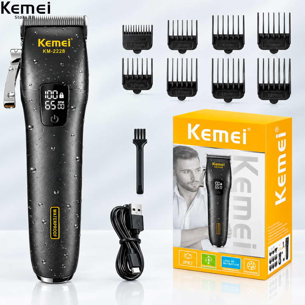 KEMEI km-2228 Cordless Hair Clipper Homem 150 Minutos Cordless Trimmer Cabelo Elétrico 5W BIVOLT USB