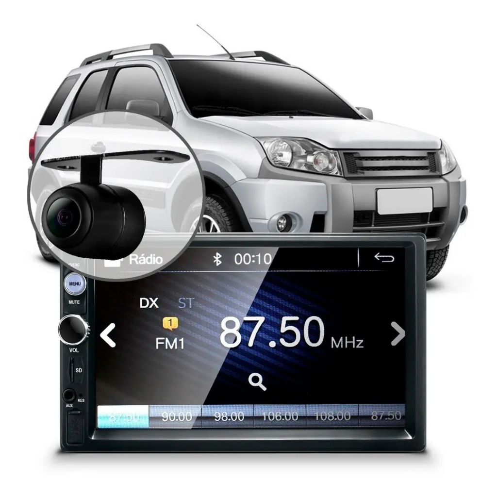 Central Multimídia Mp5 Ecosport 2009 Câmera Bluetooth Espelhamento Auto Automotivo Carro