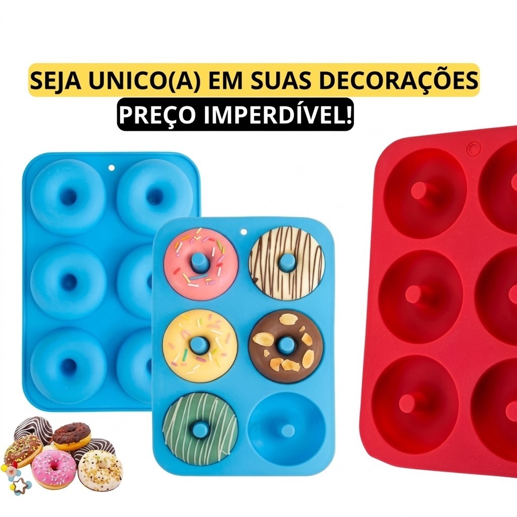 Forma Donuts De Rosquinhas De Silicone Resistente 6 Cavidades De 26 cm Resistente De Assar Cupcake