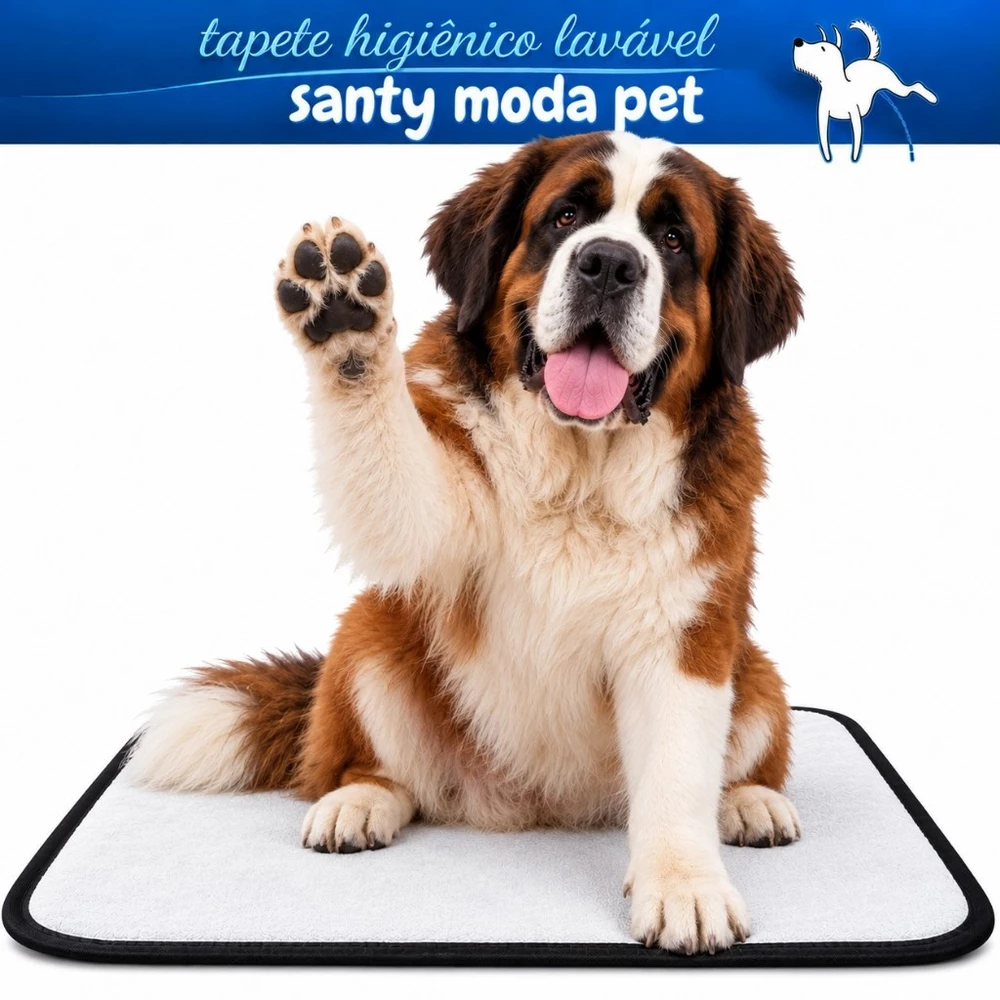 Santy Moda Pet Tapete Higiênico Lavável, reutilizável, lavável, durável, Tapete de piso para cães, 1 unidade
