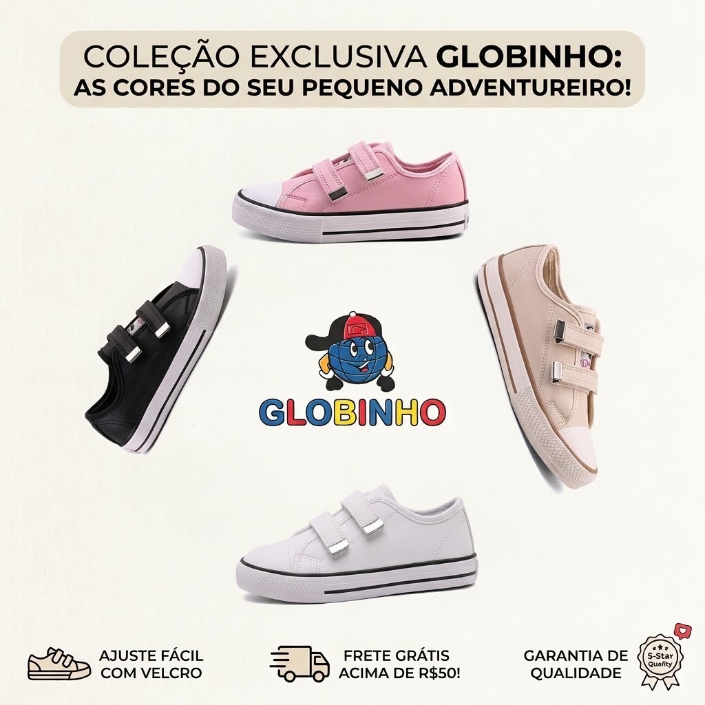Tênis Infantil Velcro Menino e Menina Confortável Leve Casual