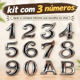 kit 3 Números residenciais Colonial rústico em Alumínio fundido com parafusos escolha no chat