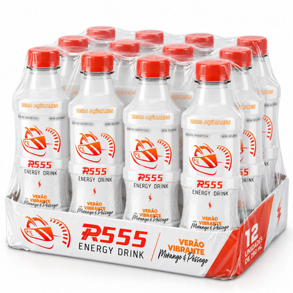 Kit 12 Energy Drink Zero Açúcares Morango & Pêssego 290ml - R555