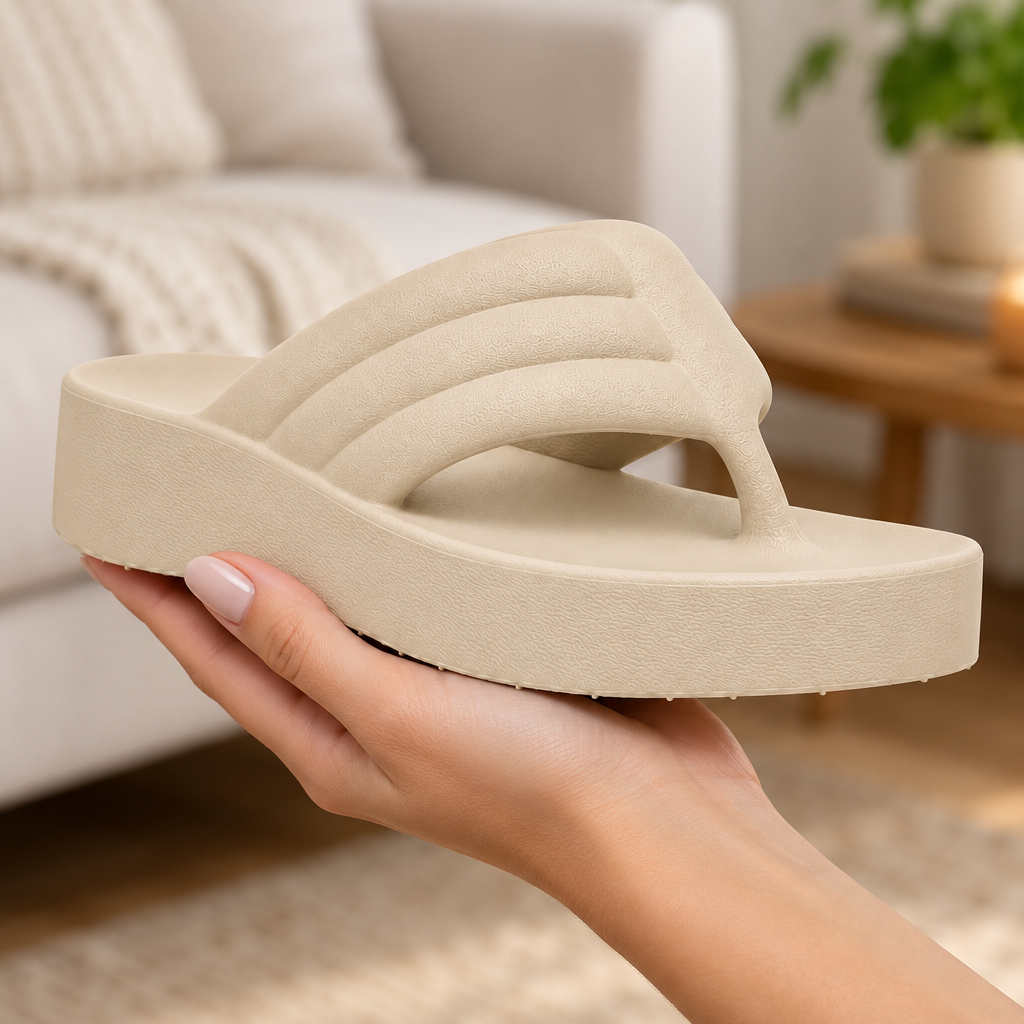 Chinelo Feminino Delta Bege Modelo Anatômico Confortável Plataforma Leve Antiderrapante Seguro Top