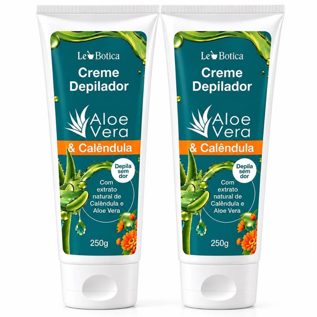 Creme Depilatório Corporal Le Botica Aloe Vera e Calêndula Depilador Pernas Axilas Virilha 250g