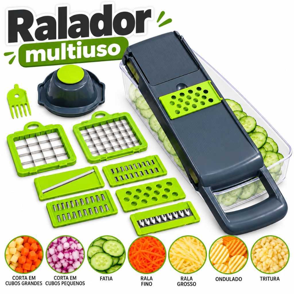 Cortador de Legumes e Verduras Multifuncional 7 em 1 Ralador Fatiador Picador