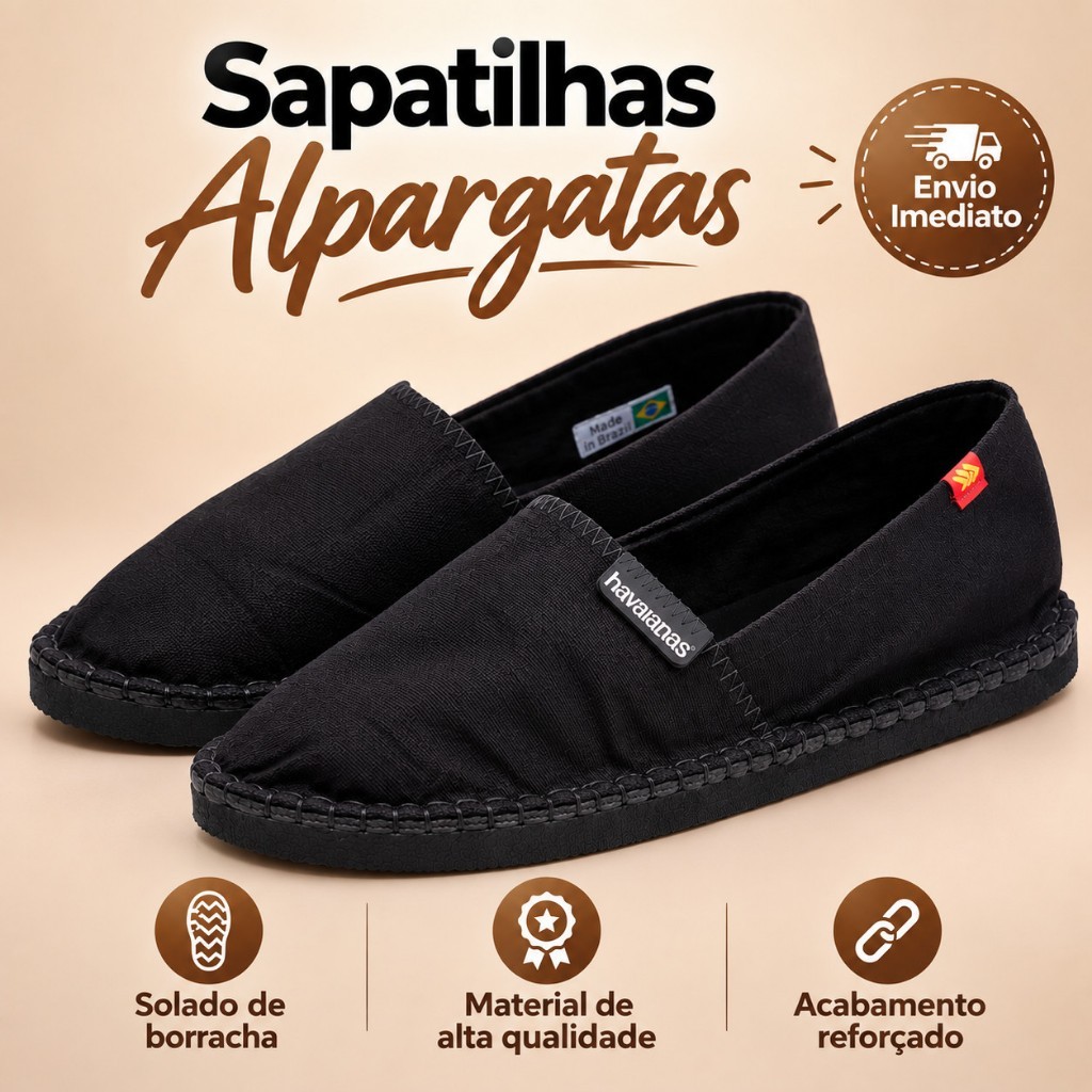 Sapatilha Feminina Masculina Alpargata Unissex Confortável Casual Leve de Tecido Solado Borracha