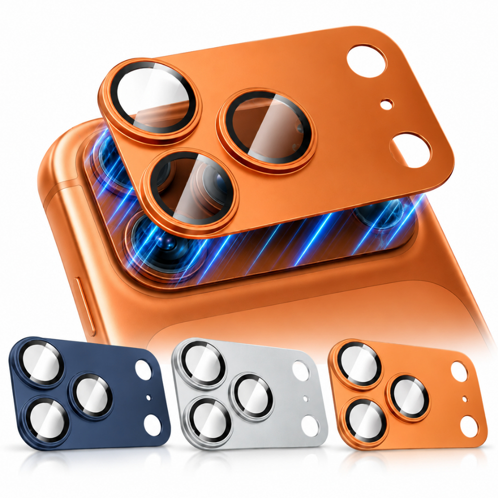 Película de Lente Câmera para iPhone 17Pro /17 Pro Max, Anti-choque Anti-risco, Alta Transparência, Ar Metálico Total