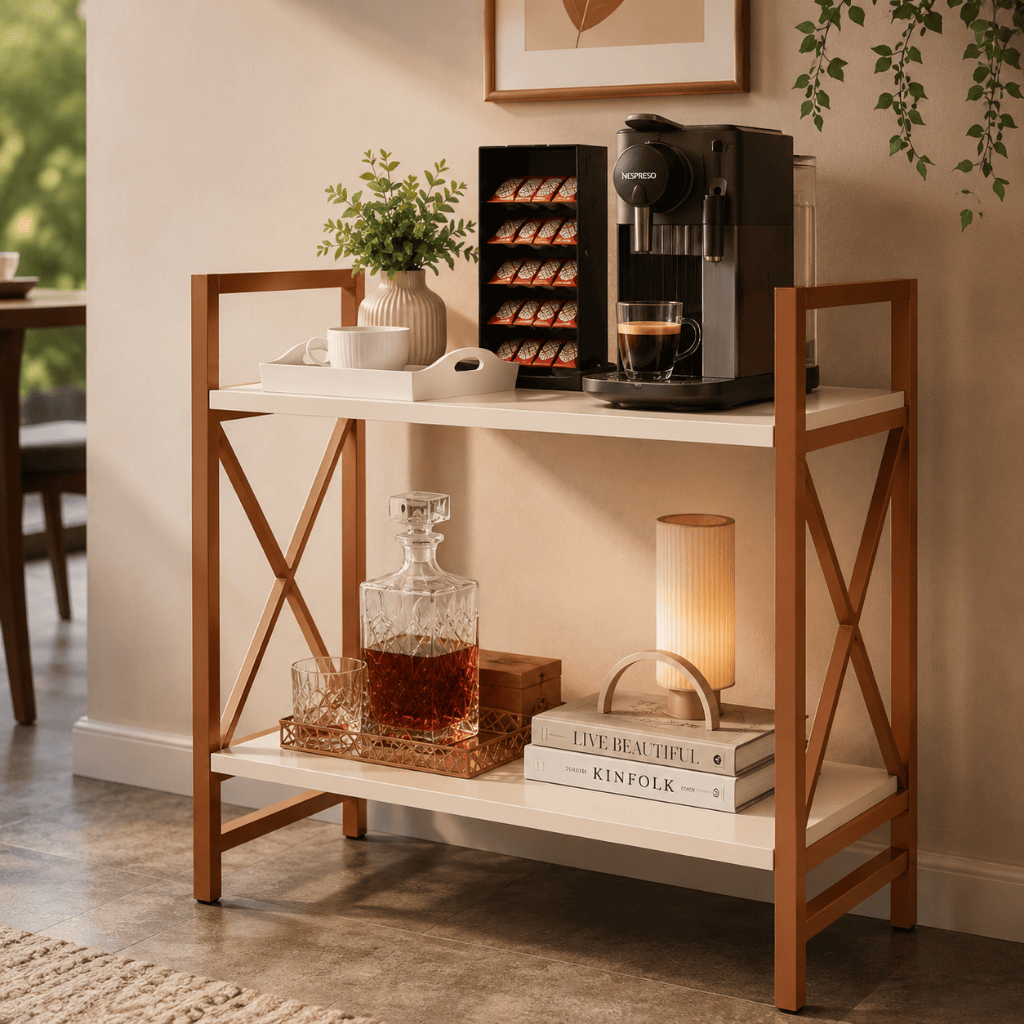 Cantinho do Café Estilo Industrial Aparador de Sala Buffet Pes Metal Moderno Bronze