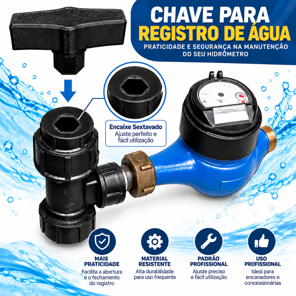 Chave registro hidrometro água embasa medidor