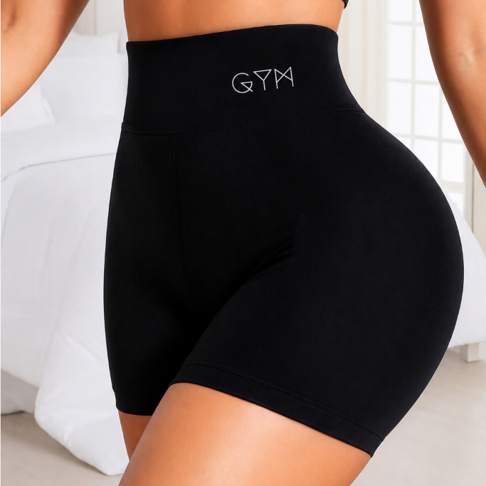 Short Fitness Premium Feminino GYM Cós Alto Academia Treino Corrida Cintura Alta Modelador Confortável