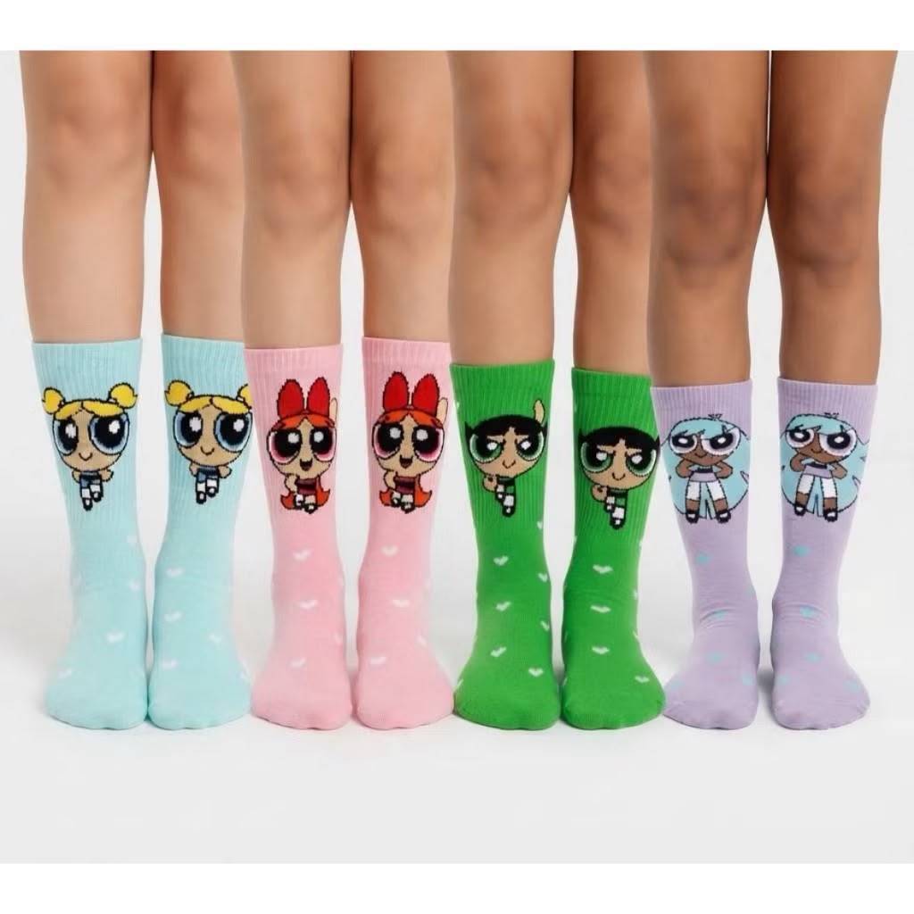 Meia Meninas super poderosas | Docinho | Lindinha | Florzinha TAM 33 A 43 Infantil TAM 24 ao 33