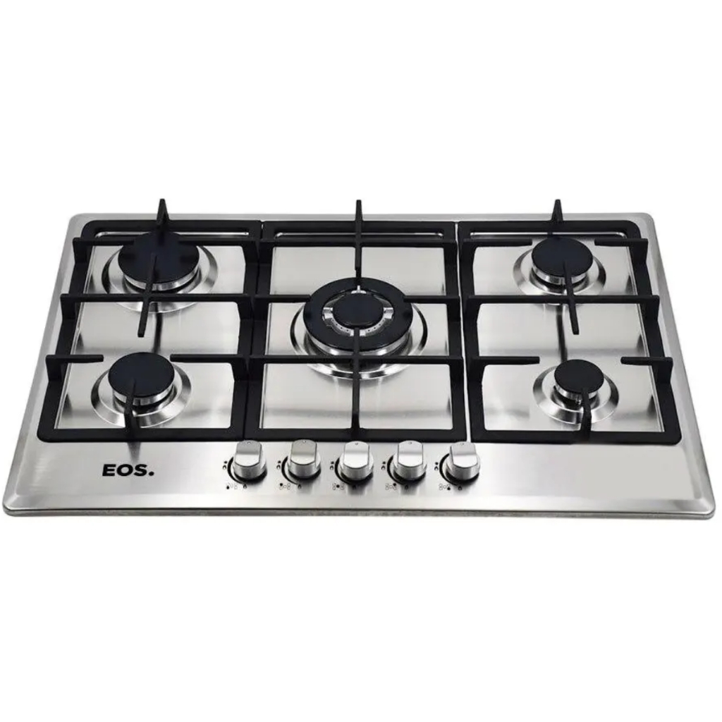 Cooktop A Gás Inox 5 Queimadores EOS ECG05 Tripla chama Trempes Ferro Fundido — oferta na Shopee