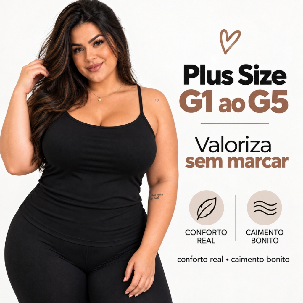 Regata Feminina de Alcinha Viscose com Elastano  Básica Lisa
