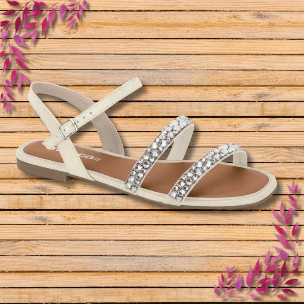 Sandália Feminina Moleca Rasteira Strass Confortável Leve Papete Tamanco Flatform Brilho Cristal Fívela Flat Social