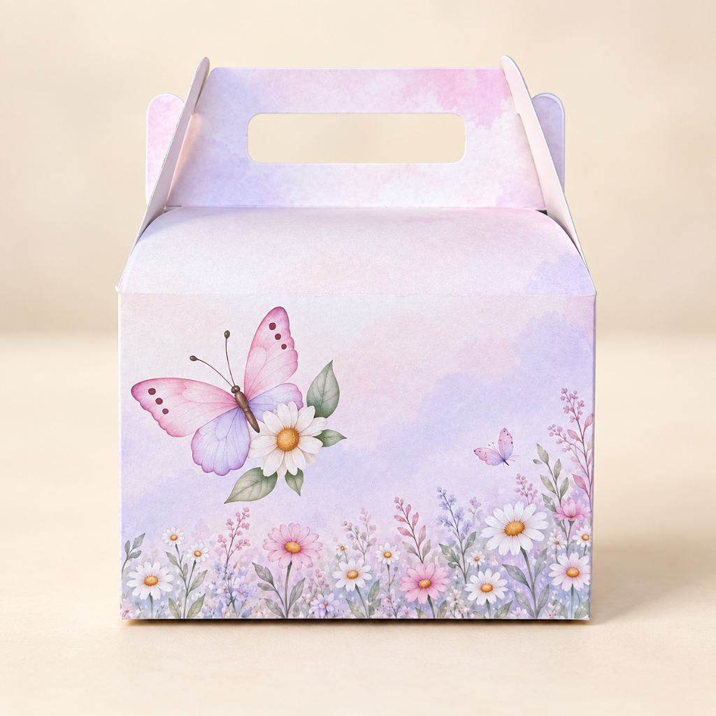 Maleta Jardim das Borboletas para Lembrancinha Chá de Bebê, Festa Infantil, Aniversário (Monte em Casa)