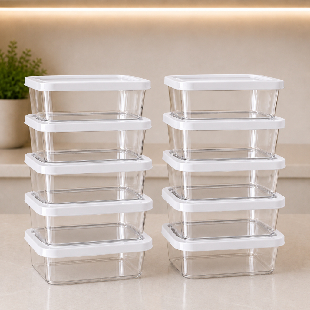 Kit 10 Marmitas Fitness 500ml Transparente BPA Free Microondas Frezeer Organizador Direto Da Fabrica