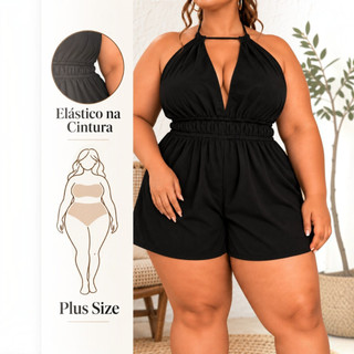 Macacão LANÇAMENTO Macaquinho Plus Size Feminino Macaquinho Feminino Verão Macacão Curto Plus Size