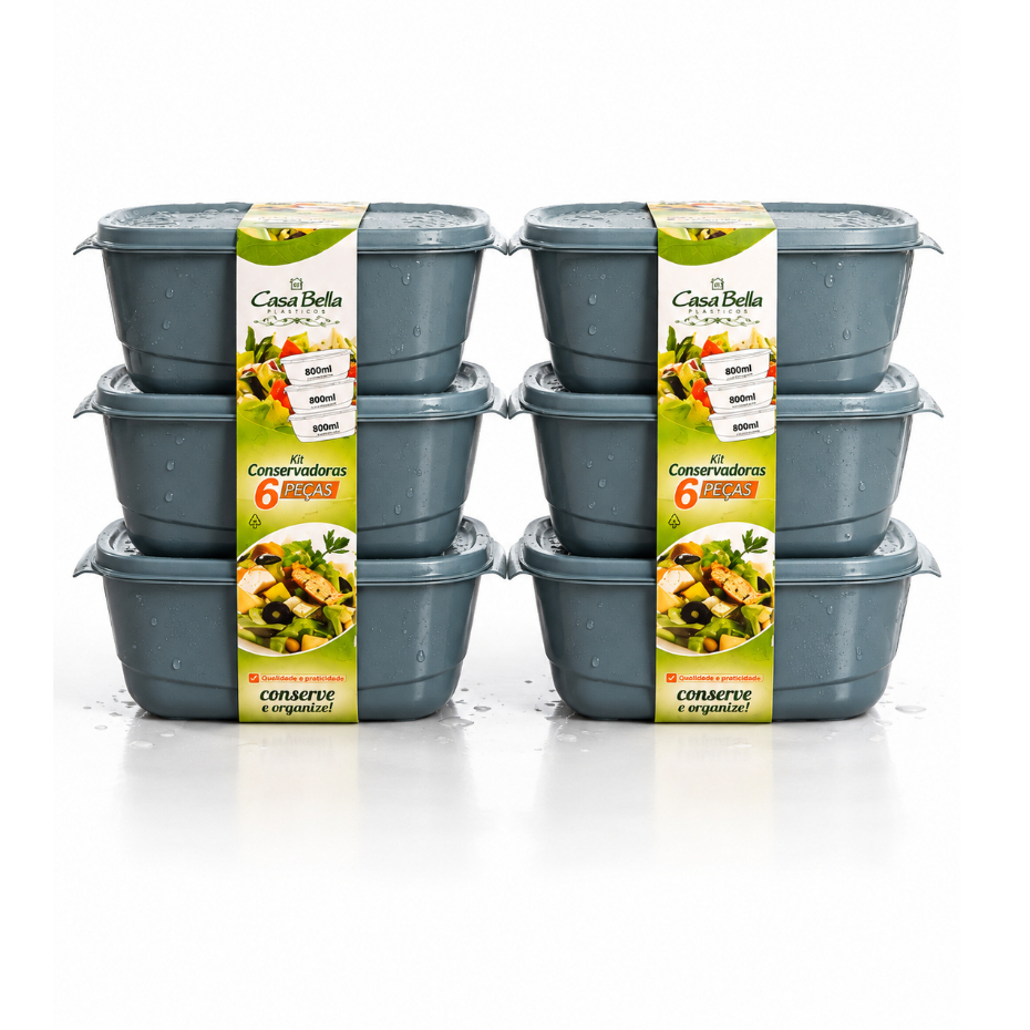 Kit 6 Potes Herméticos Plásticos