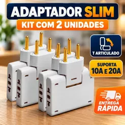 adaptador tomada Articulado Dobrável Deslocado Universal 3 entradas 110V/220V 10A Resistente Bivolt