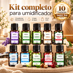 Kit 10 Essências Premium para Umidificador Aromatizador Difusor Elétrico 20ml Alta Fixação