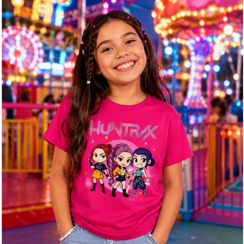 Camiseta Infantil Guerreiras do Kpop Camisa Huntrix Estampada Criança 100% Algodão Lançamento