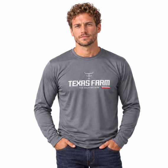 Camiseta Texas Farm Masculina Manga Longa Camisa Country Blusa Proteção Solar UV +50 T-shirt Rodeio