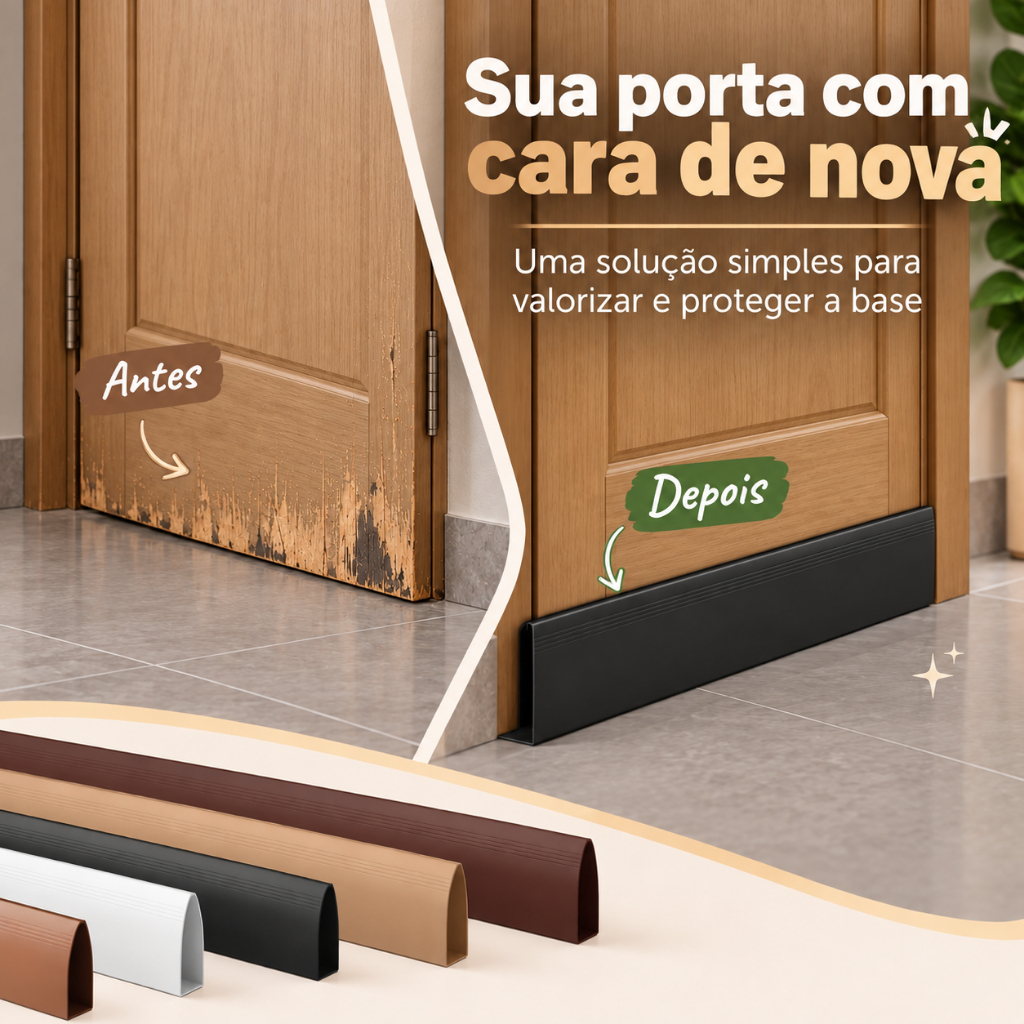 Protetor Salva Porta 80 cm Saia de Porta para Base de Porta com Encaixe e Acabamento