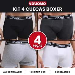 Kit 4 Cuecas Boxer em ALGODÃO Duomo Original