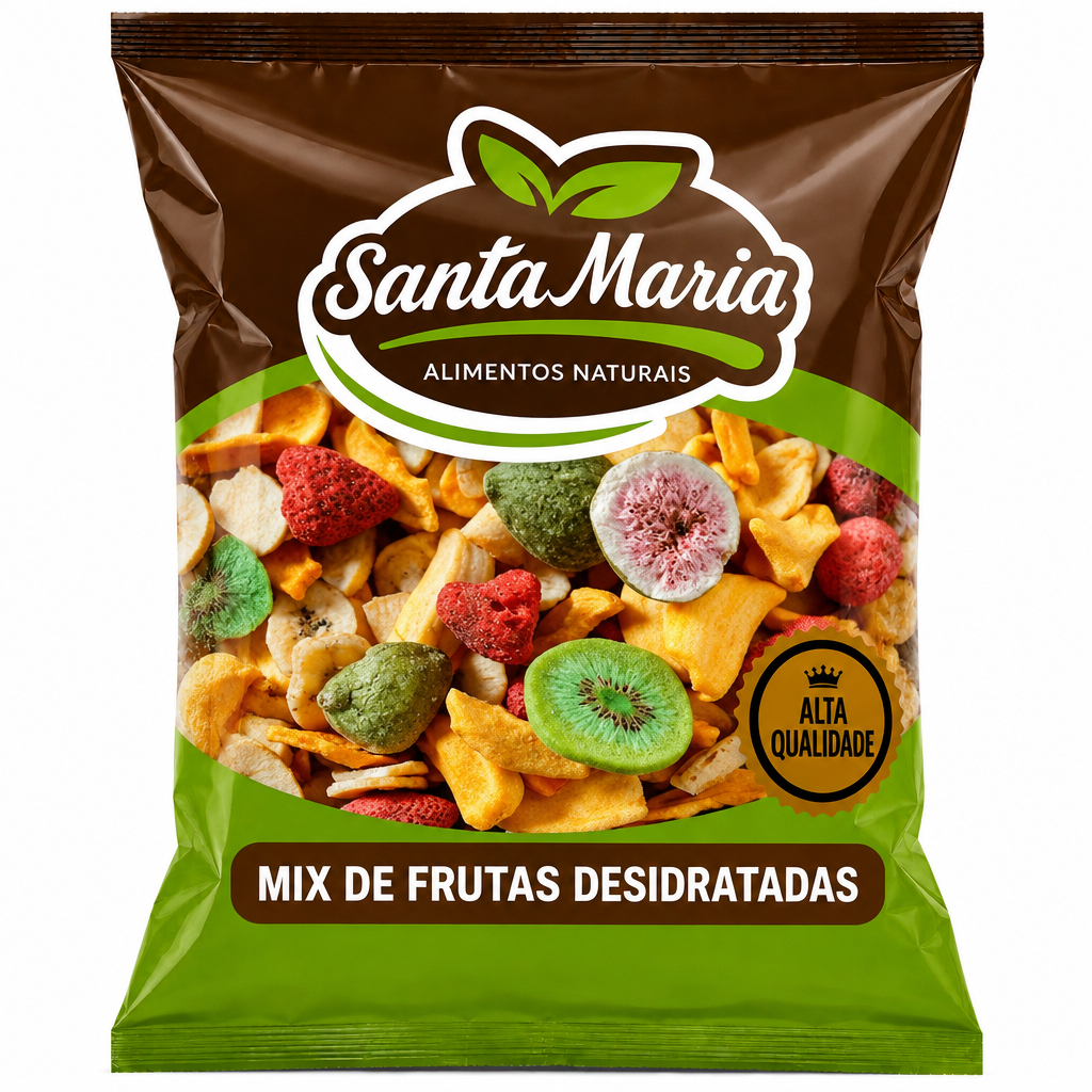Mix Frutas Tropicais Desidratadas Chips 100% Natural - Snack Saudável Fitness Fit Dieta