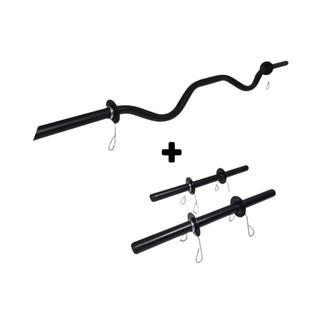 Kit barra W 1,16m + Par de halteres 40 cm com presilhas musculação academia
