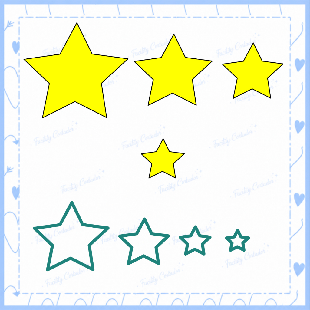 Cortador kit Estrelas Tema Astronauta Espaço Galaxia estrela para Confeitaria e Artesanato 5, 3, 2, 1cm