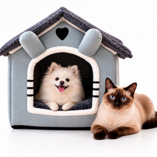 Casinha Cama  Pet  Macia Pelúcia Cinza Toca Cabana Iglu Gato Cachorro  Pequeno Confortável