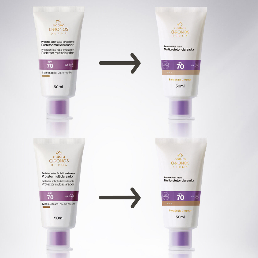 Protetor Clareador Facial FPS 70 Chronos Natura - 50ml — imagem 2 de 2