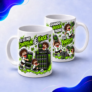 Caneca Monster Eu Sei Me Controlar Masculino Varias Cores Porcelana 325ml