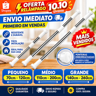 Varal Extensível Material De Inox para Cortina, Pia de Cozinha, Cortina do Box Banheiro e Cortina de Porta.