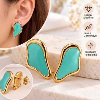 Brincos Femininos Elegantes Modernos Geométricos Leves Dourado Resina Moda 2026
