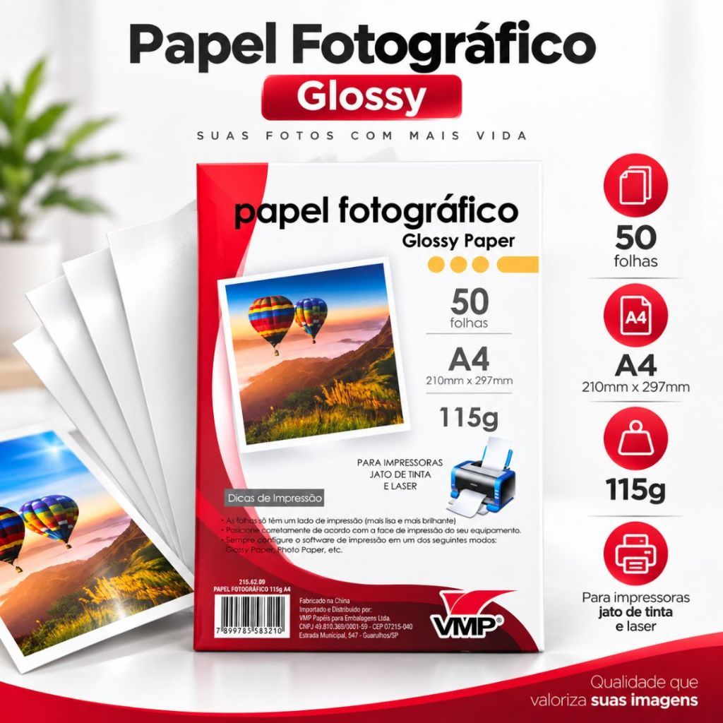50/100 Folhas Papel Fotográfico Branco 115g Papel Impressão Foto A4 Papel Impressora Fotos Glossy